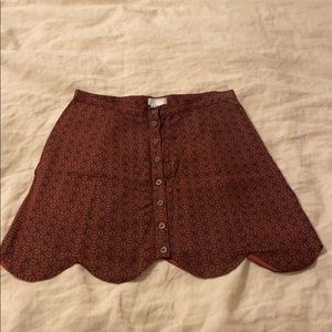 Button down skirt with scallop hem